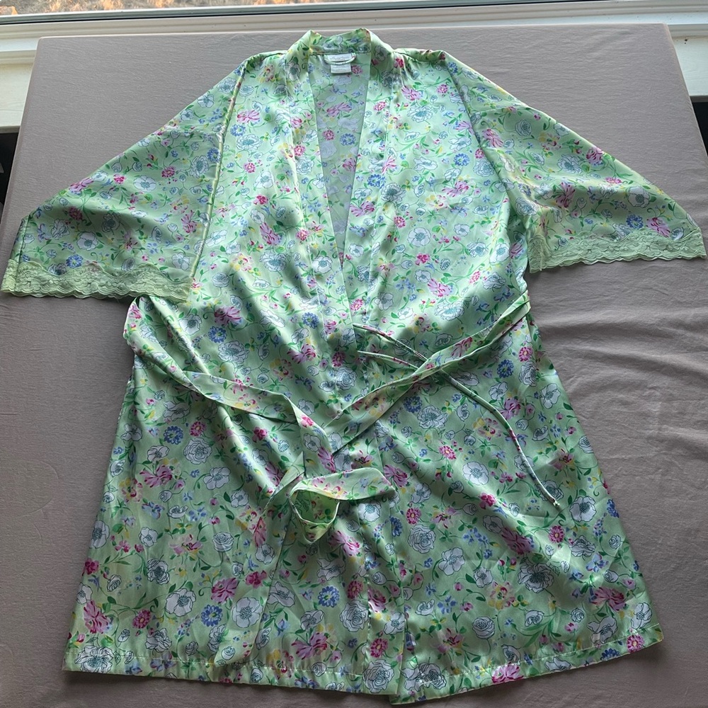 Floral Green Kimono Robe